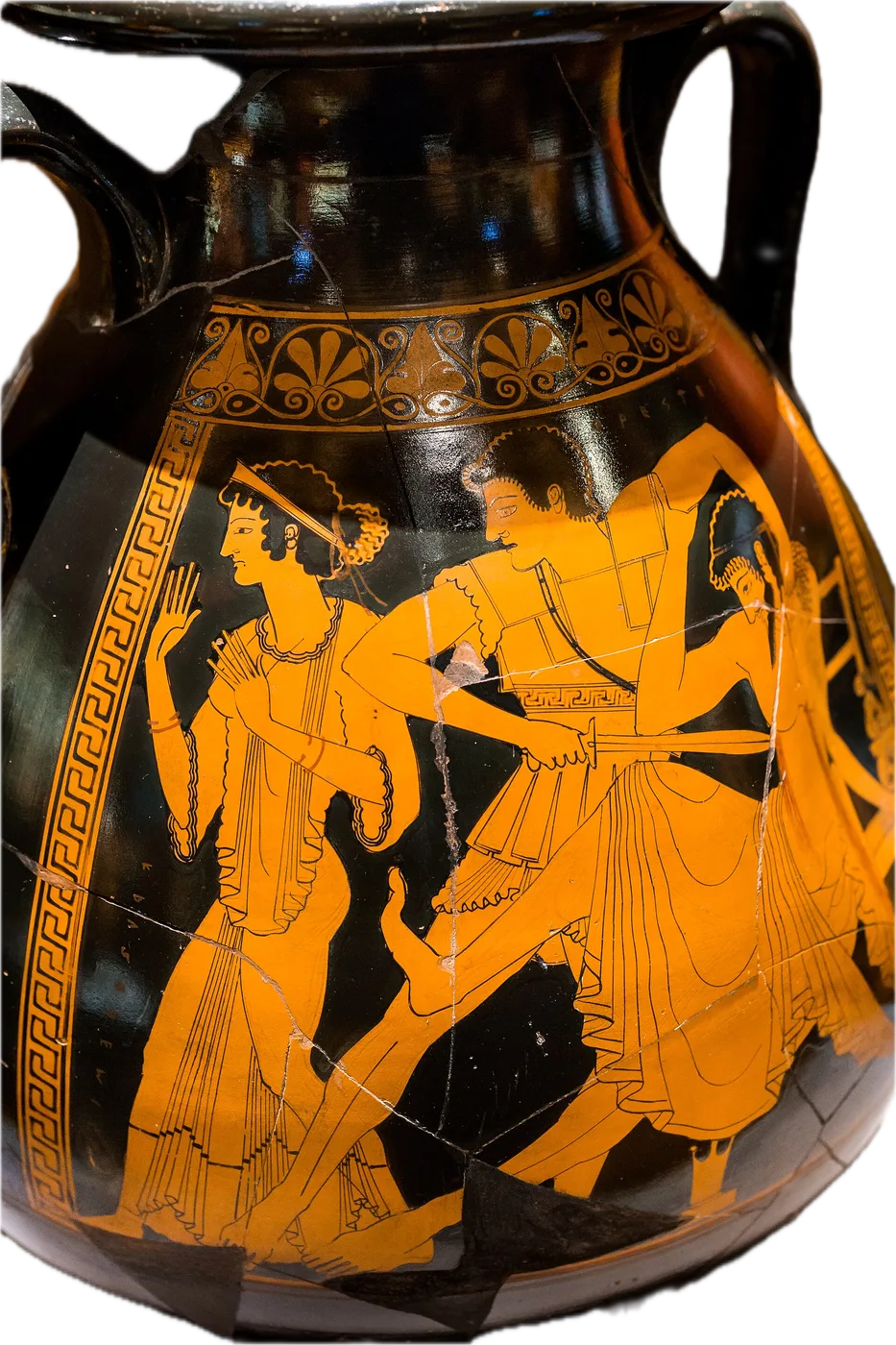Хрисофемида. Berlin Painter - ARV 204 109 - Orestes killing Aigisthos - Talthybios holding back Klytaimnestra - Wien KHM AS IV 3725 - 02