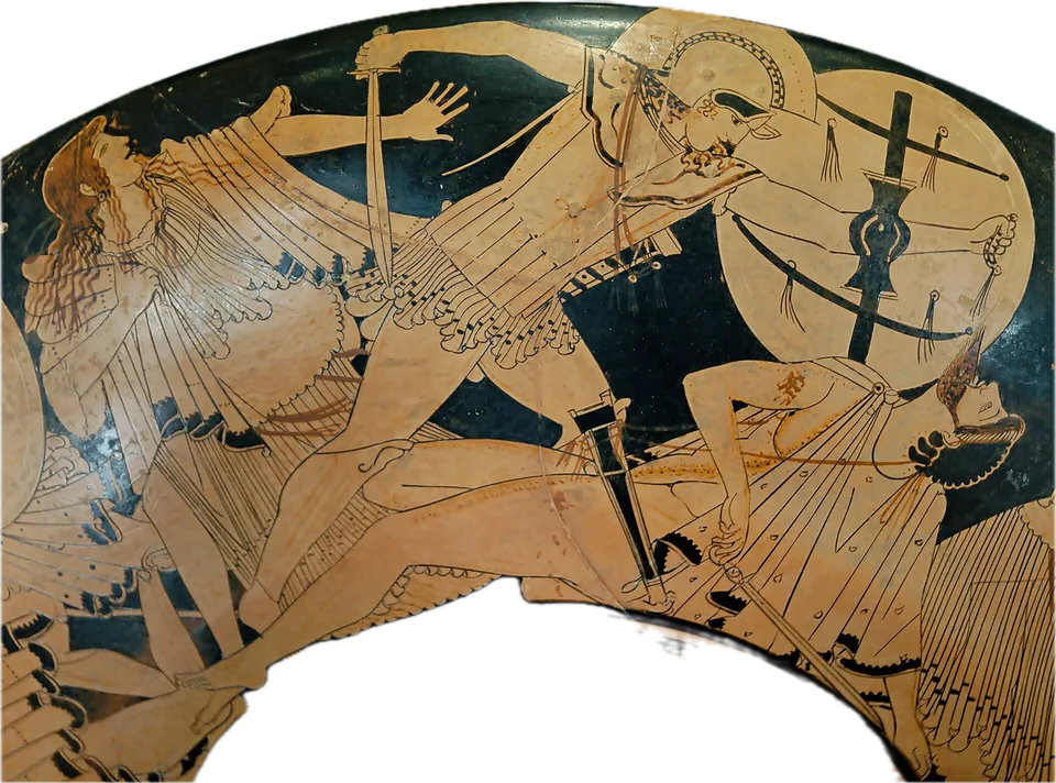 Неоптолем. Attic Red-Figure Cup known as the "Iliupersis Cup"
