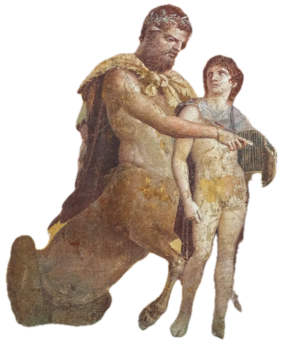 Хирон. Achilles and Chiron fresco from the Basilica
