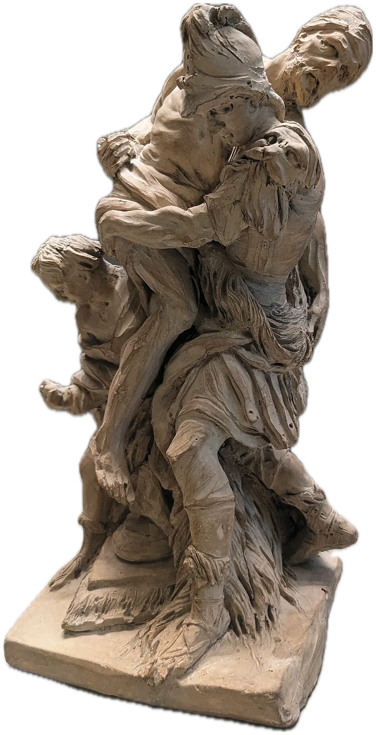Эней. Enée sauvant Anchise et Ascagne de l'incendie de Troie - Laurent Guyard - Musée du Louvre Sculptures RF 3699
