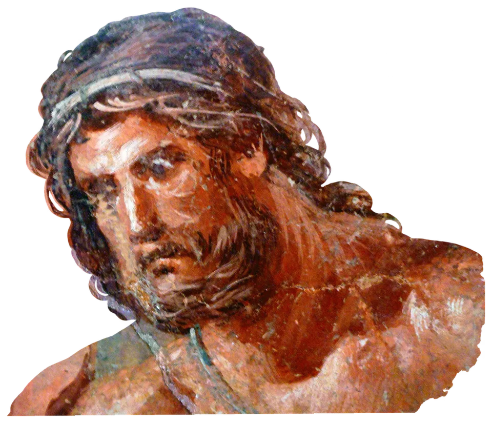 Амфитрион. Amphitryon — detail of Hercules Strangling the Snakes, Pompeian fresco