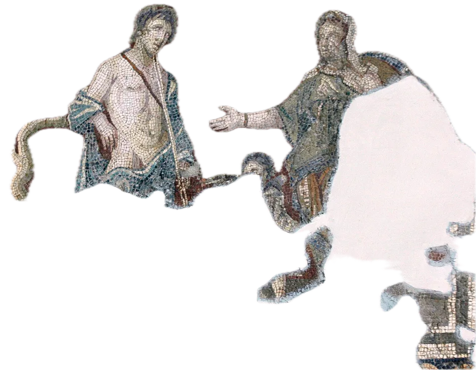 Антея. Antakya Archaeological Museum Four seasons mosaic Bellerophon and Steneboia in 2004 01