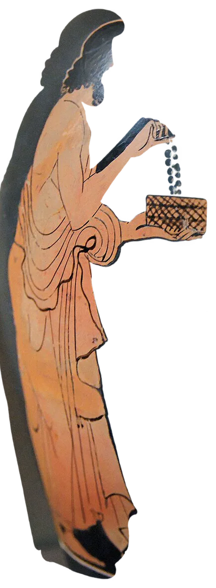 Полиник (сын Эдипа, фиванский герой). Polynices offering the necklace to Eriphyle — Louvre G 442